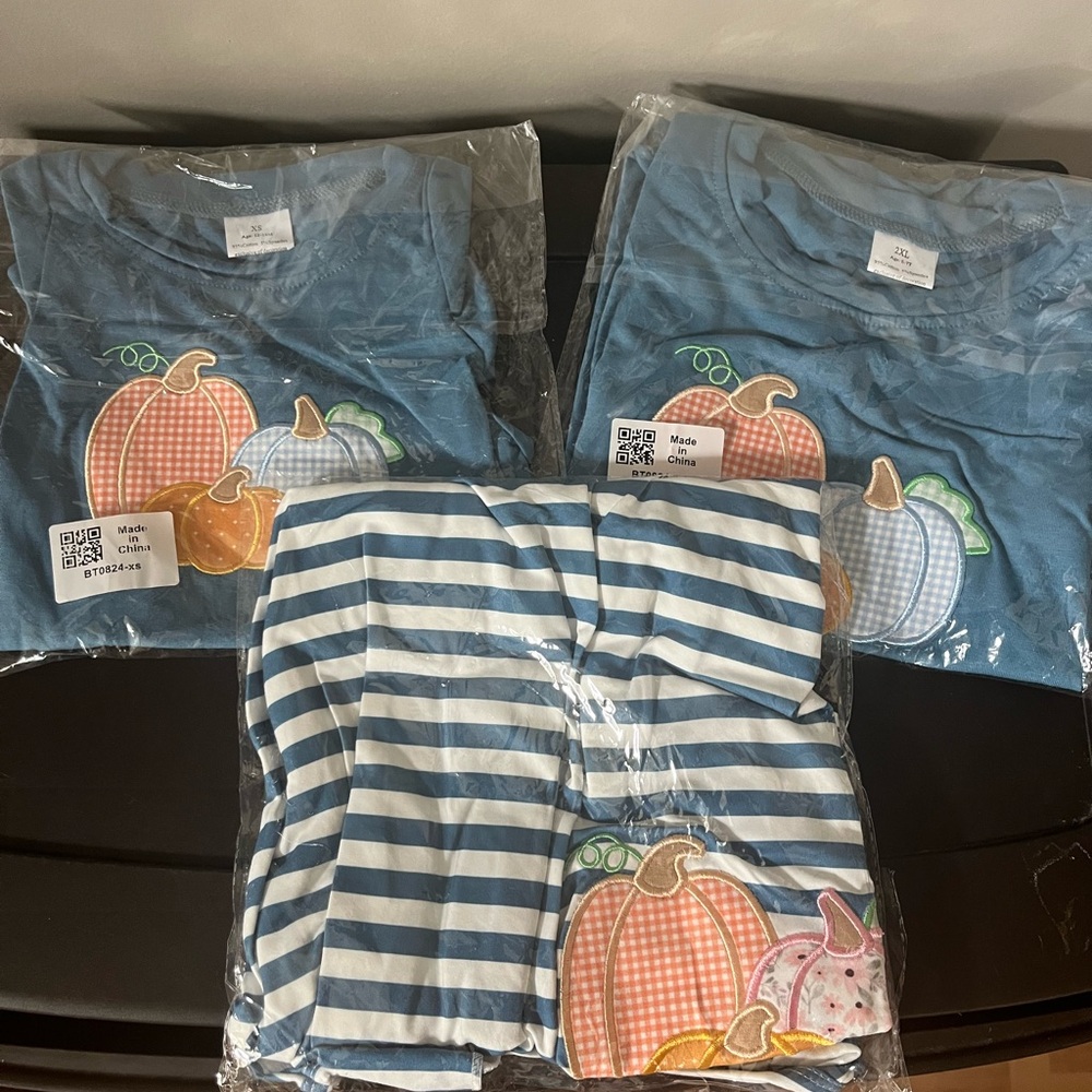 Blue Pumpkin Graphic T-Shirts and Striped Dress